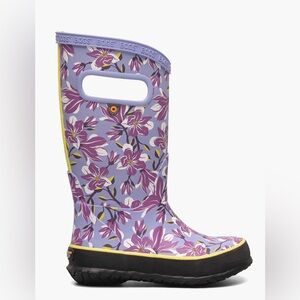 Bogs Kids Purple Floral Rain Boots with Yellow Trim